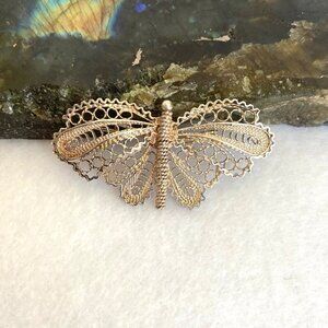 VTG Sterling Silver 950 Dainty Spun Silver Butterfly Brooch Pin